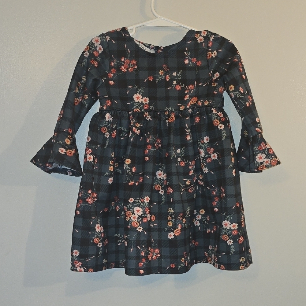 Charming Floral Kids Dress with Bell Sleeves LOT-P